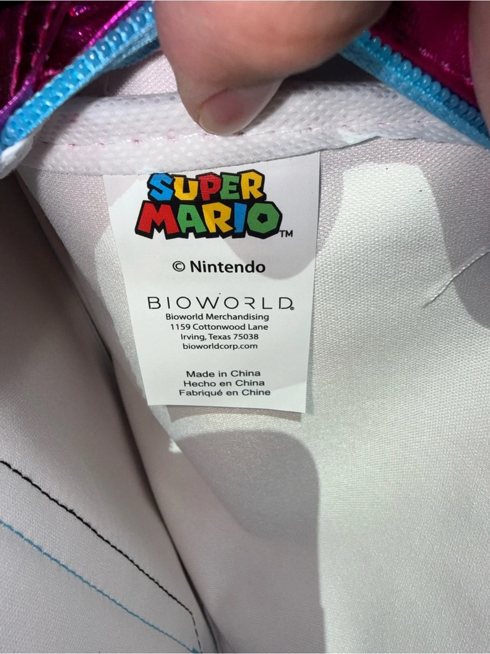NWT Super Mario Princess Peach Metallic Pink & Blue Glitter Mini Backpack